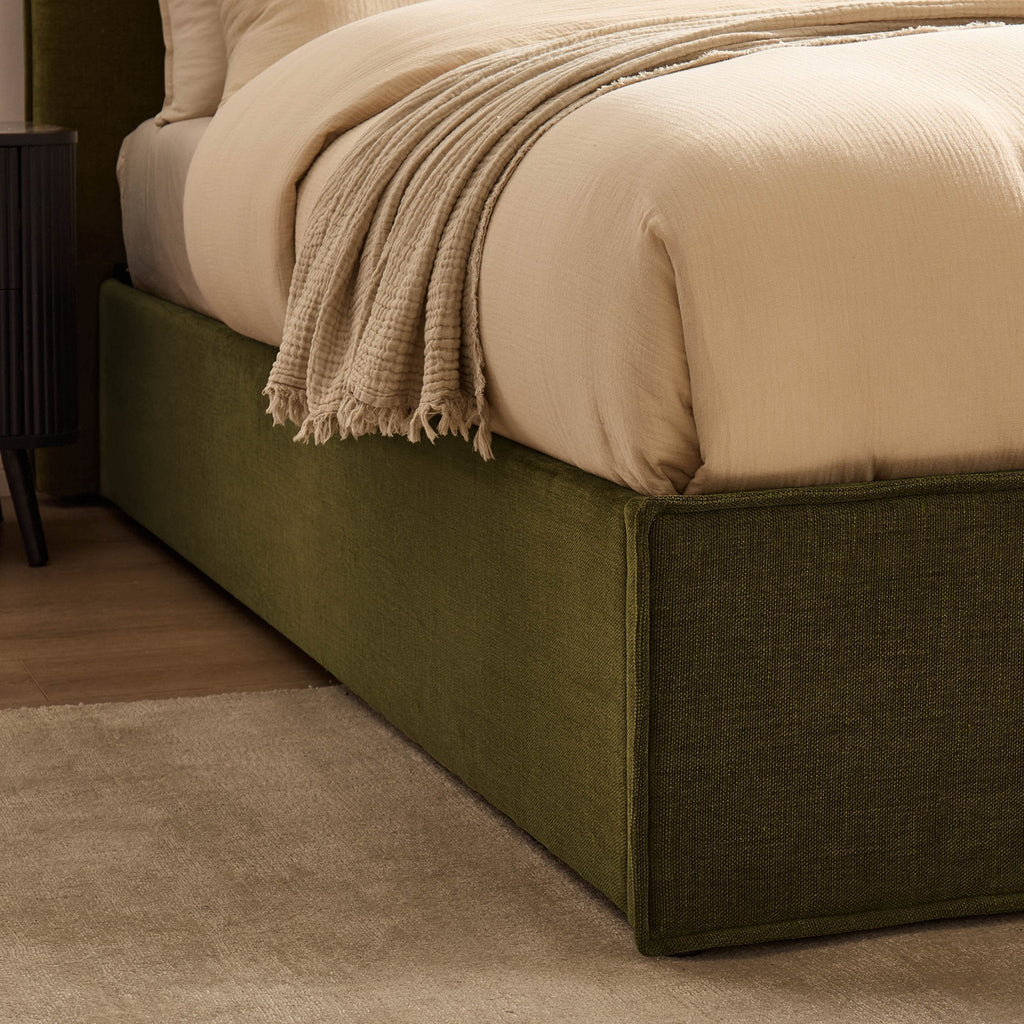Oslo Ottoman Storage Bed - Chenille Olive