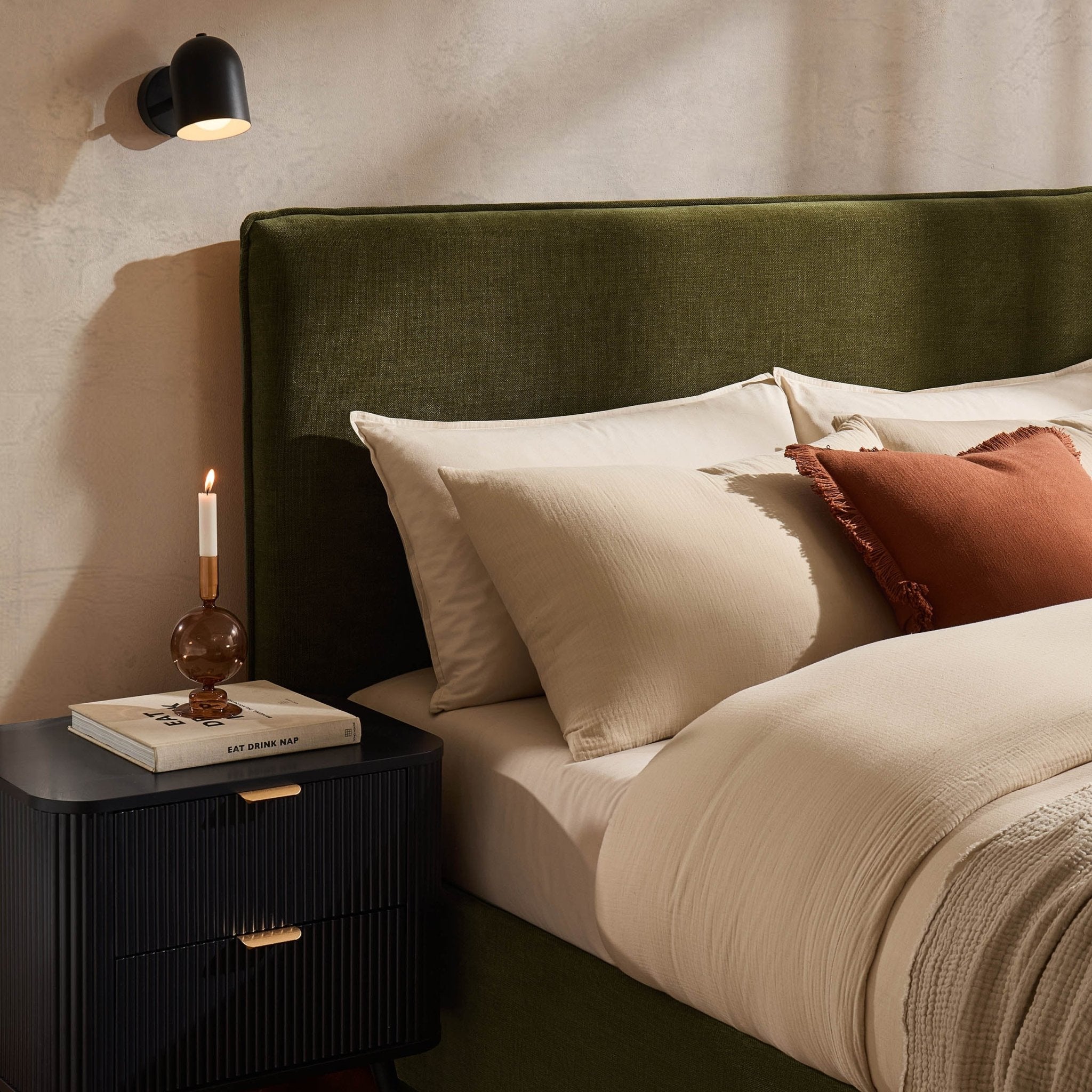 Oslo Ottoman Storage Bed - Chenille Olive