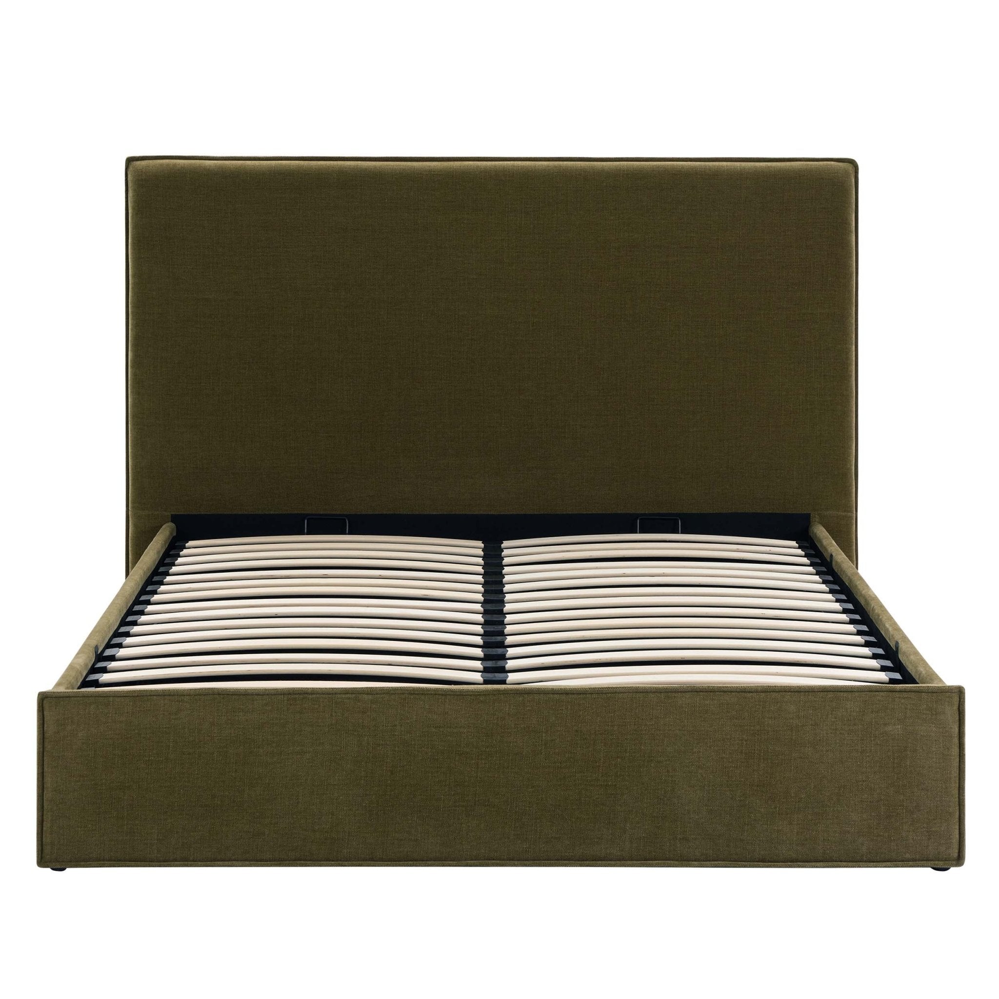 Oslo Ottoman Storage Bed - Chenille Olive