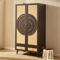 Raven Rattan 2 Door Wardrobe with Drawers - Walnut