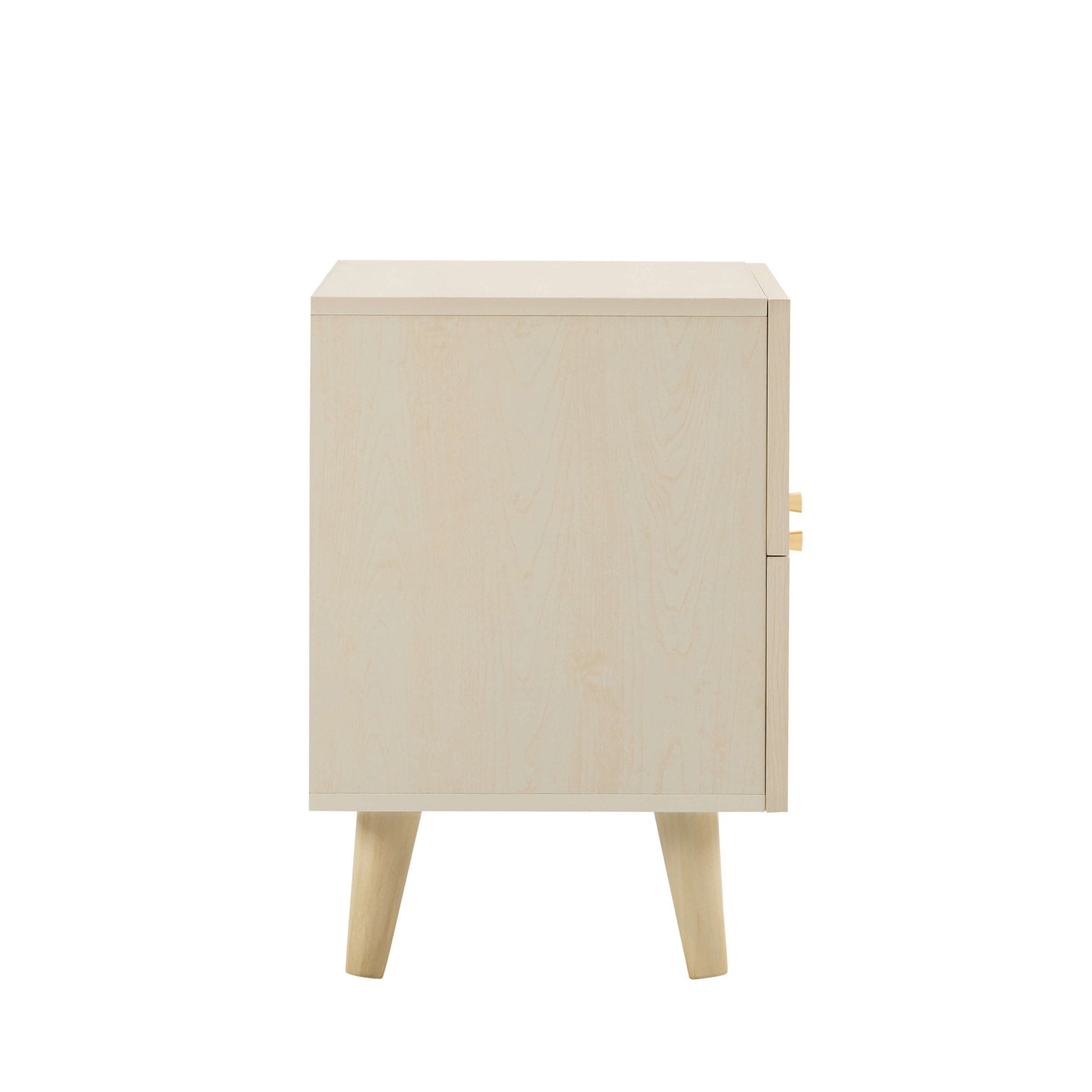 Raven Rattan 2 Drawer Bedside Table - Cream Oak Effect