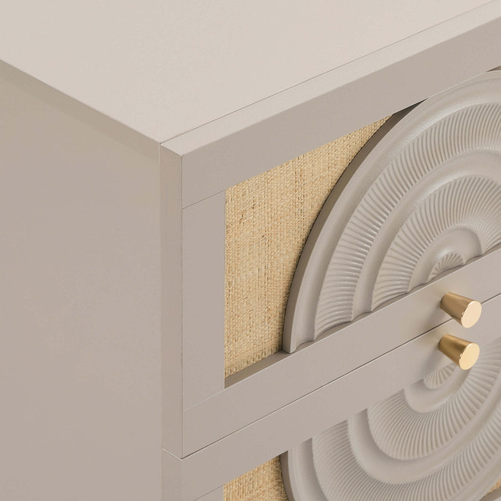 Raven Rattan 2 Drawer Bedside Table - Taupe