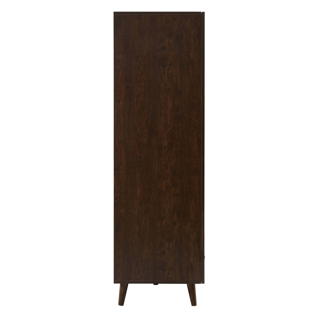 Raven Rattan 3 Door Wardrobe with Drawers - Walnut