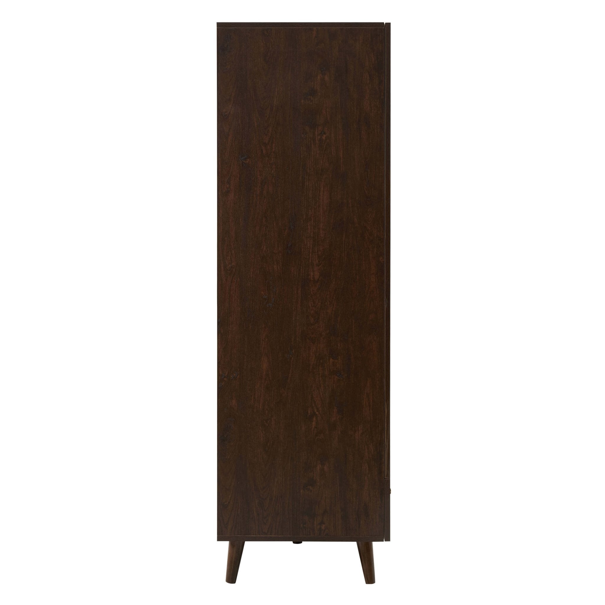 Raven Rattan 3 Door Wardrobe with Drawers - Walnut