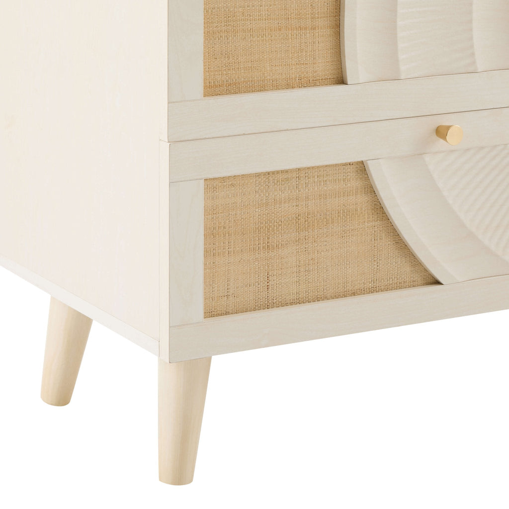 Raven Rattan 6 Drawer Chest - Cream Oak Effect