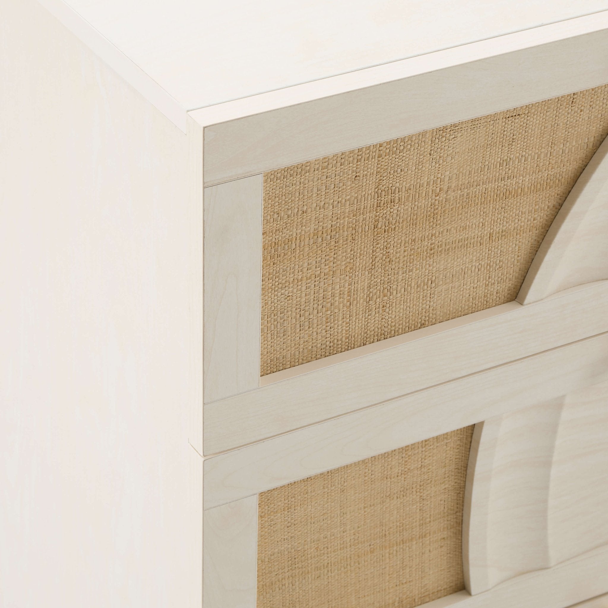 Raven Rattan 6 Drawer Chest - Cream Oak Effect