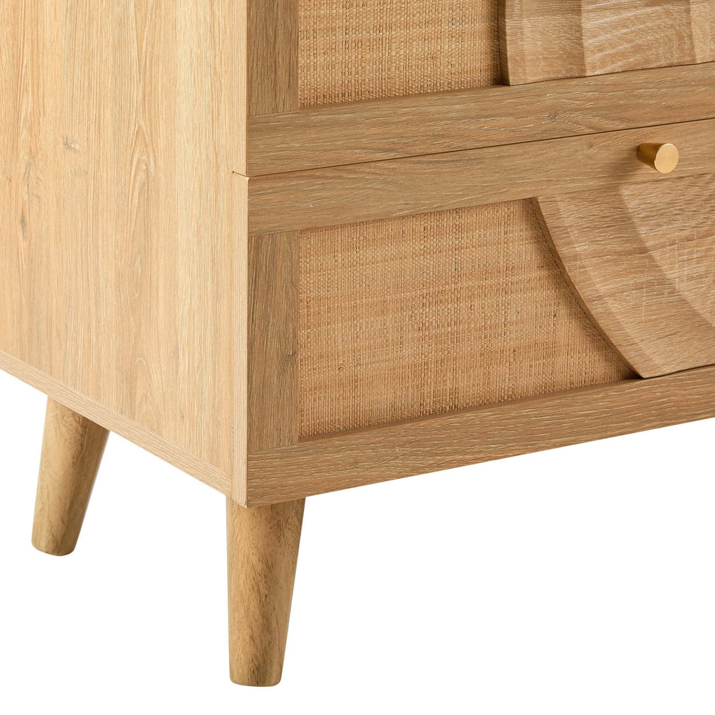 Raven Rattan 6 Drawer Chest - Light Wood