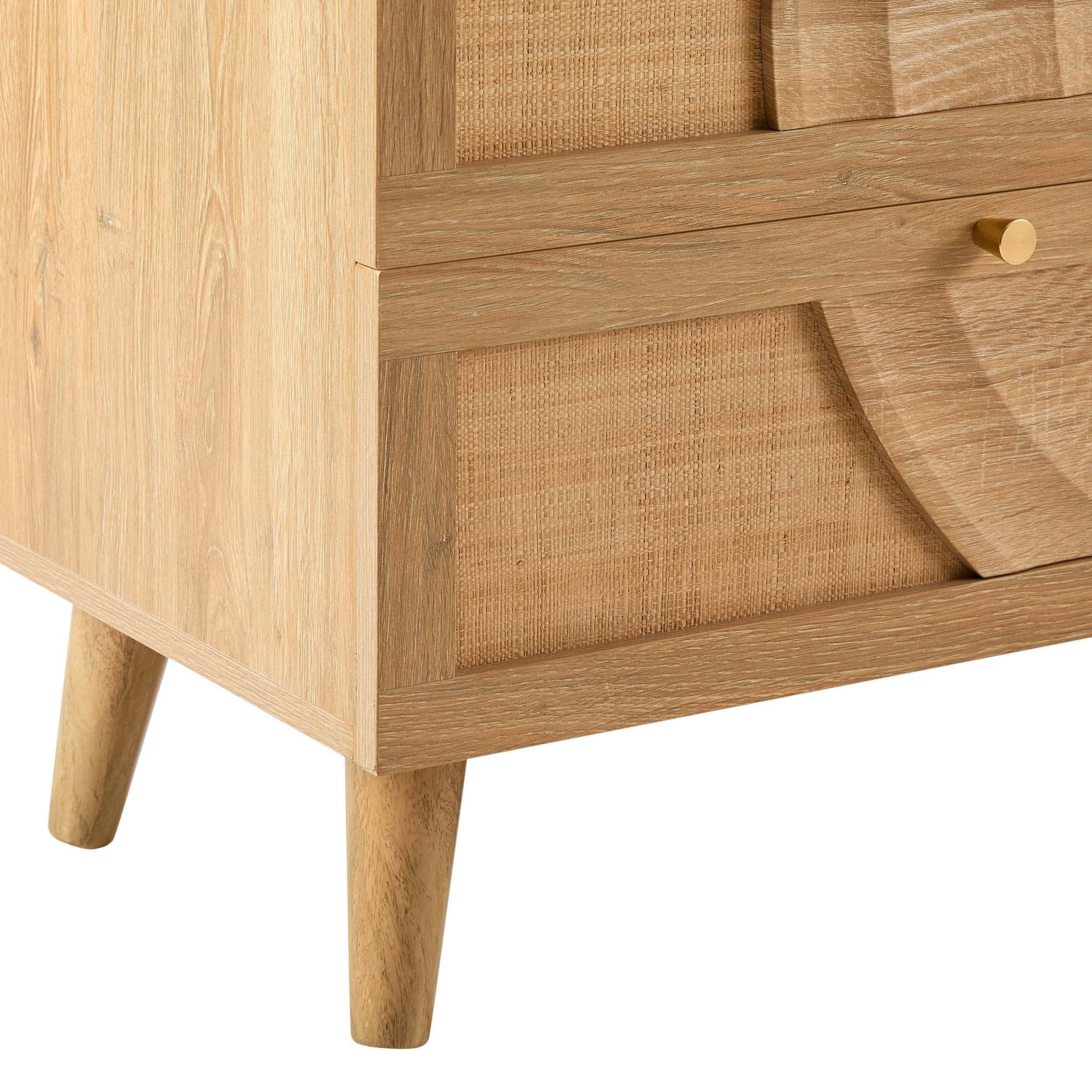 Raven Rattan 6 Drawer Chest - Light Wood
