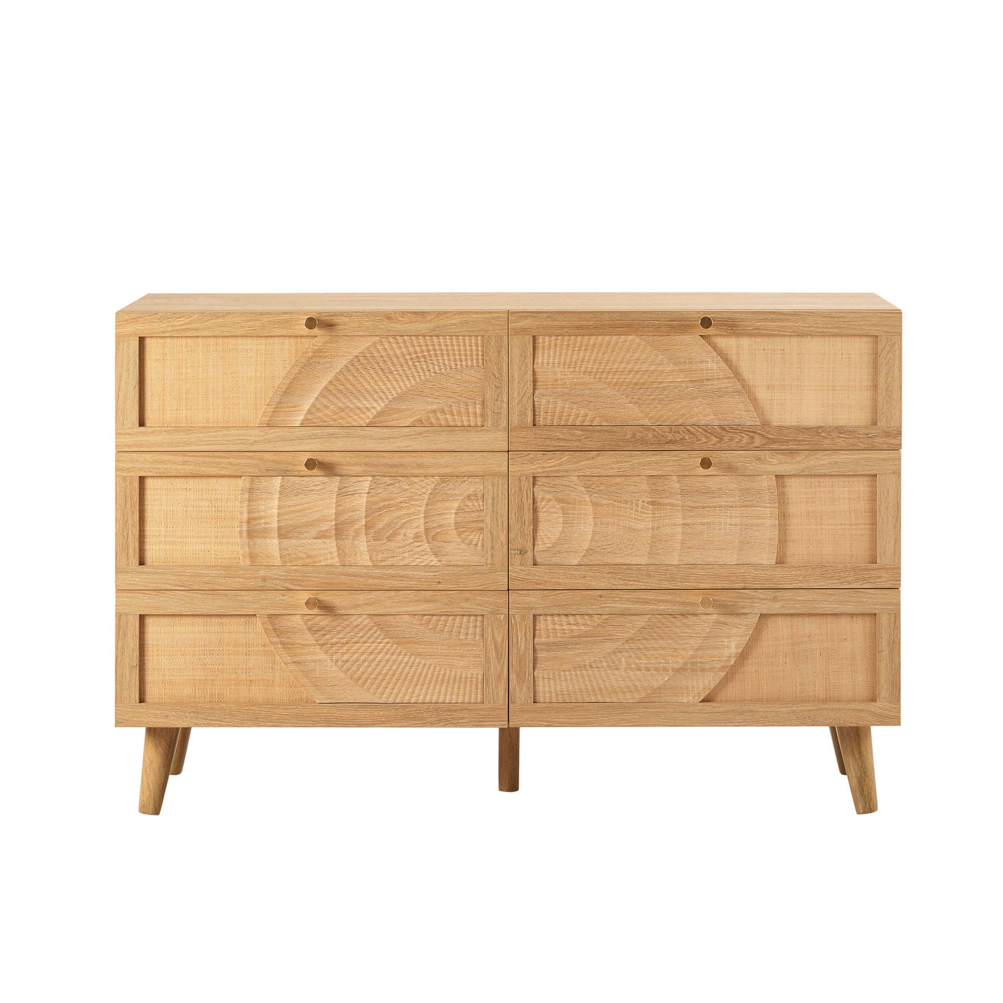 Raven Rattan 6 Drawer Chest - Light Wood