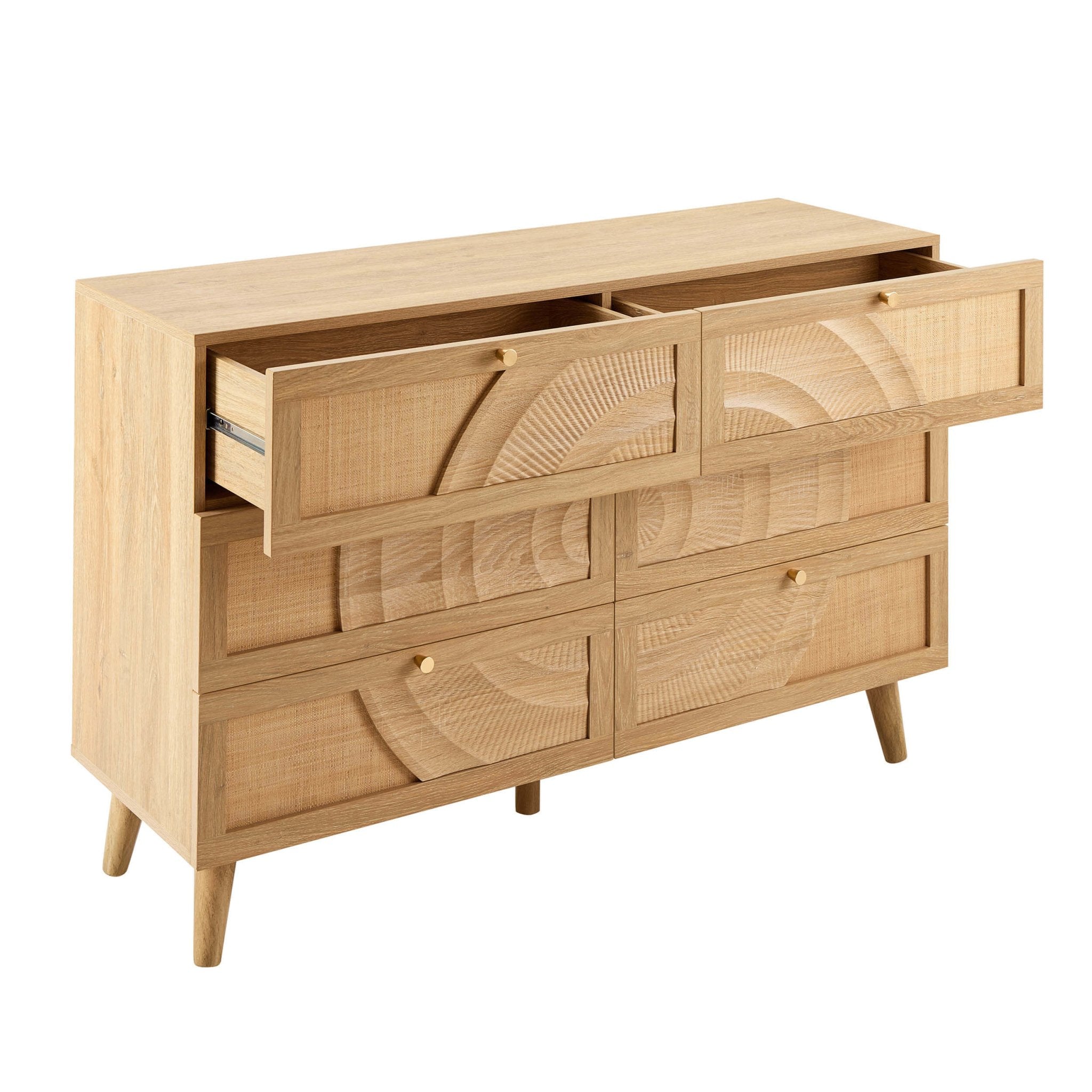 Raven Rattan 6 Drawer Chest - Light Wood