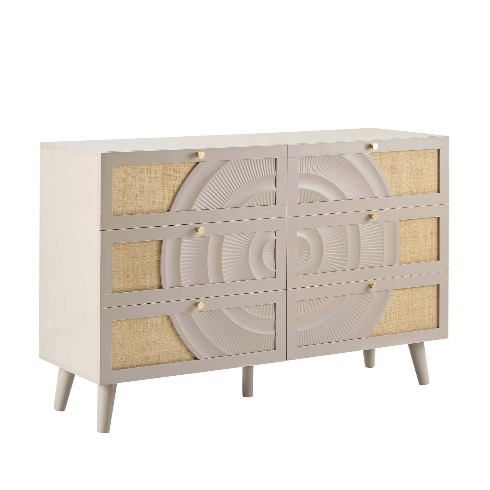 Raven Rattan 6 Drawer Chest - Taupe