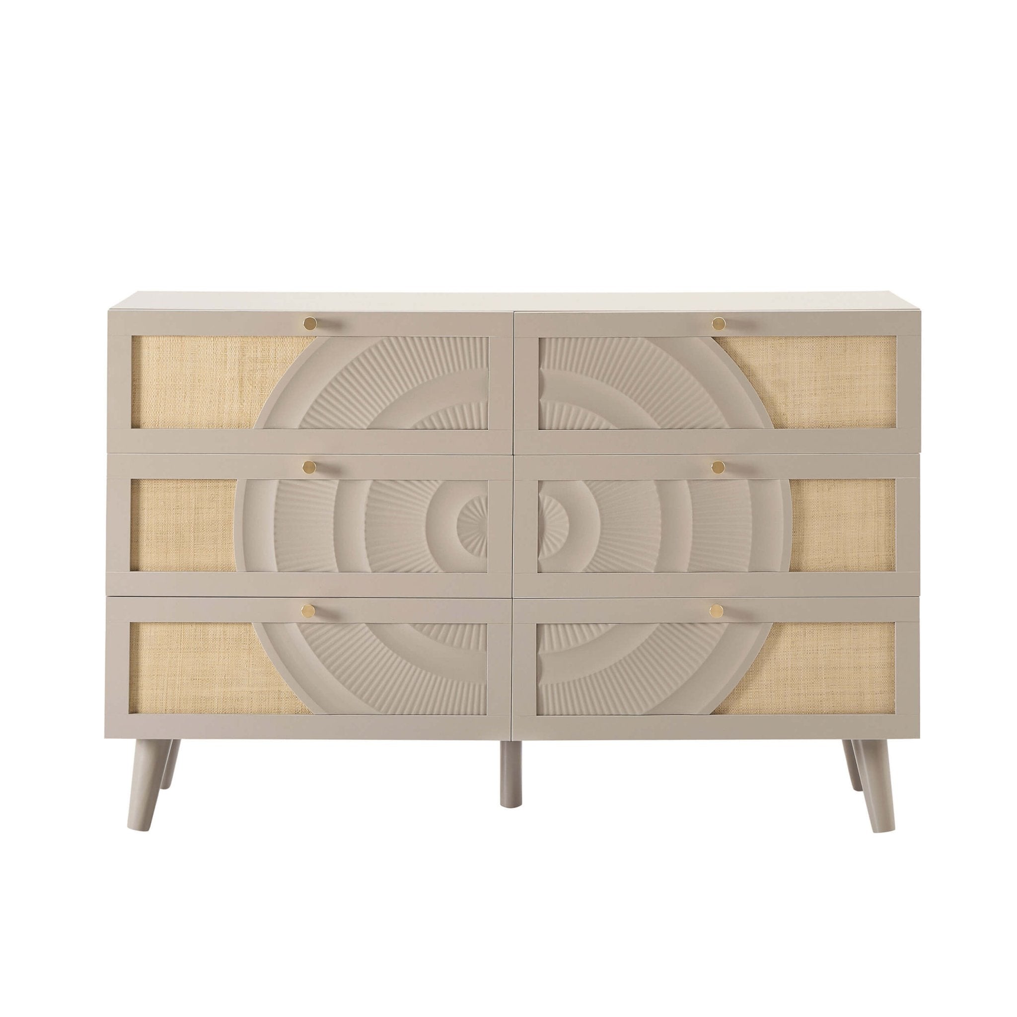 Raven Rattan 6 Drawer Chest - Taupe