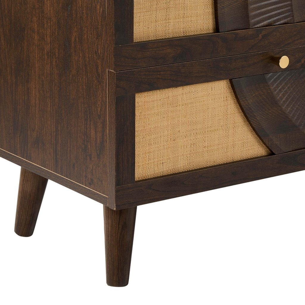 Raven Rattan 6 Drawer Chest - Walnut