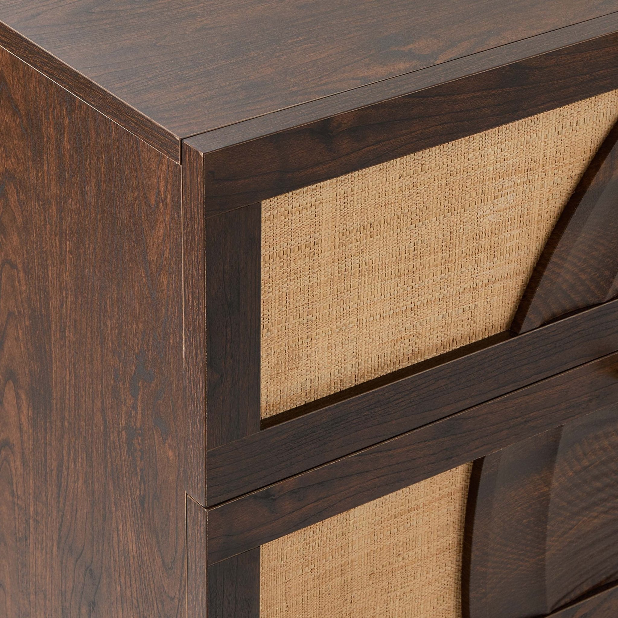 Raven Rattan 6 Drawer Chest - Walnut
