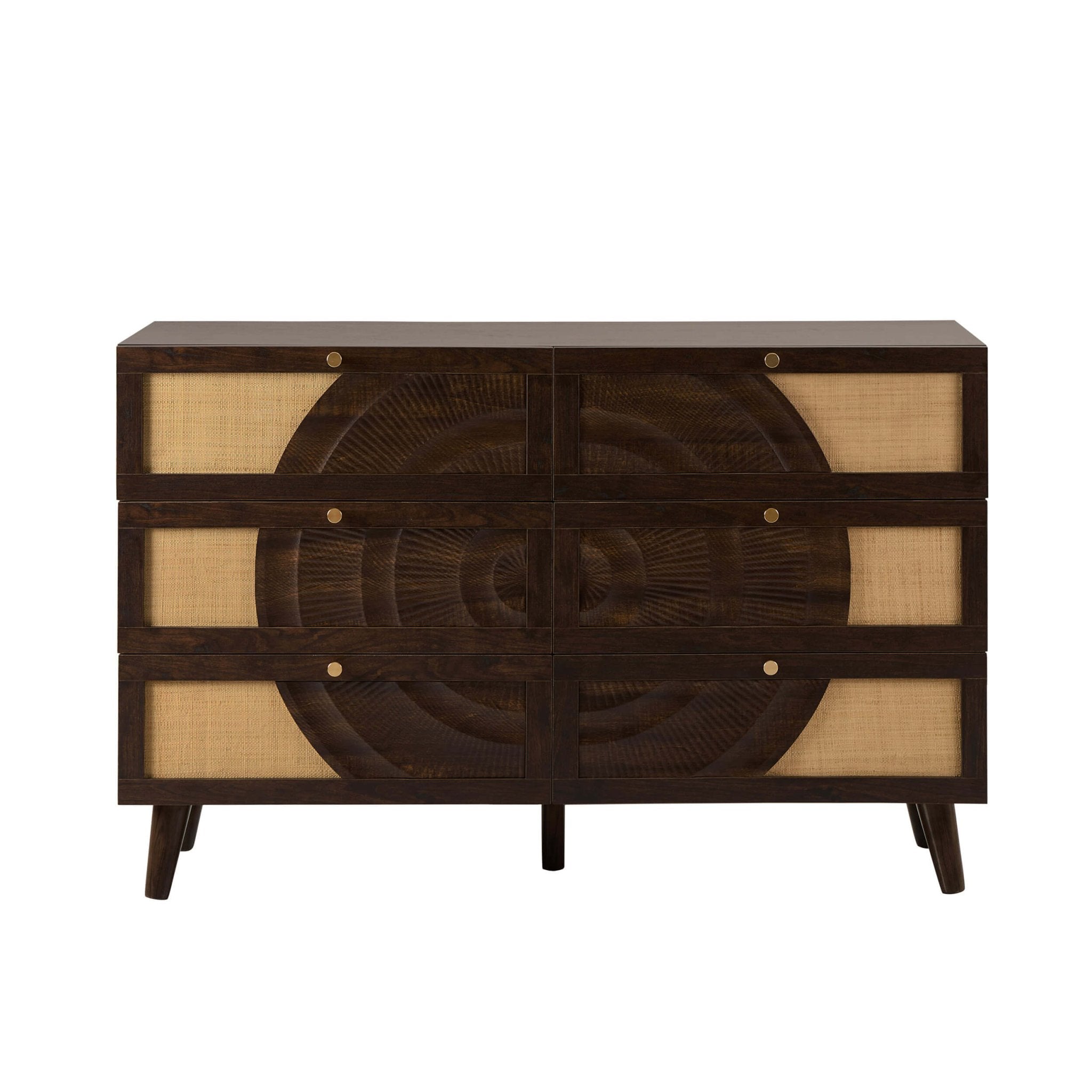 Raven Rattan 6 Drawer Chest - Walnut