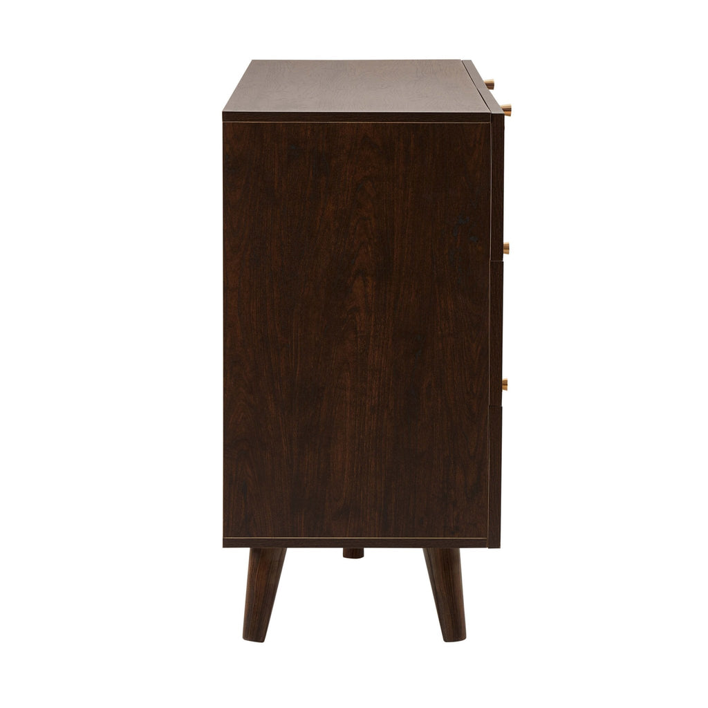 Raven Rattan 6 Drawer Chest - Walnut