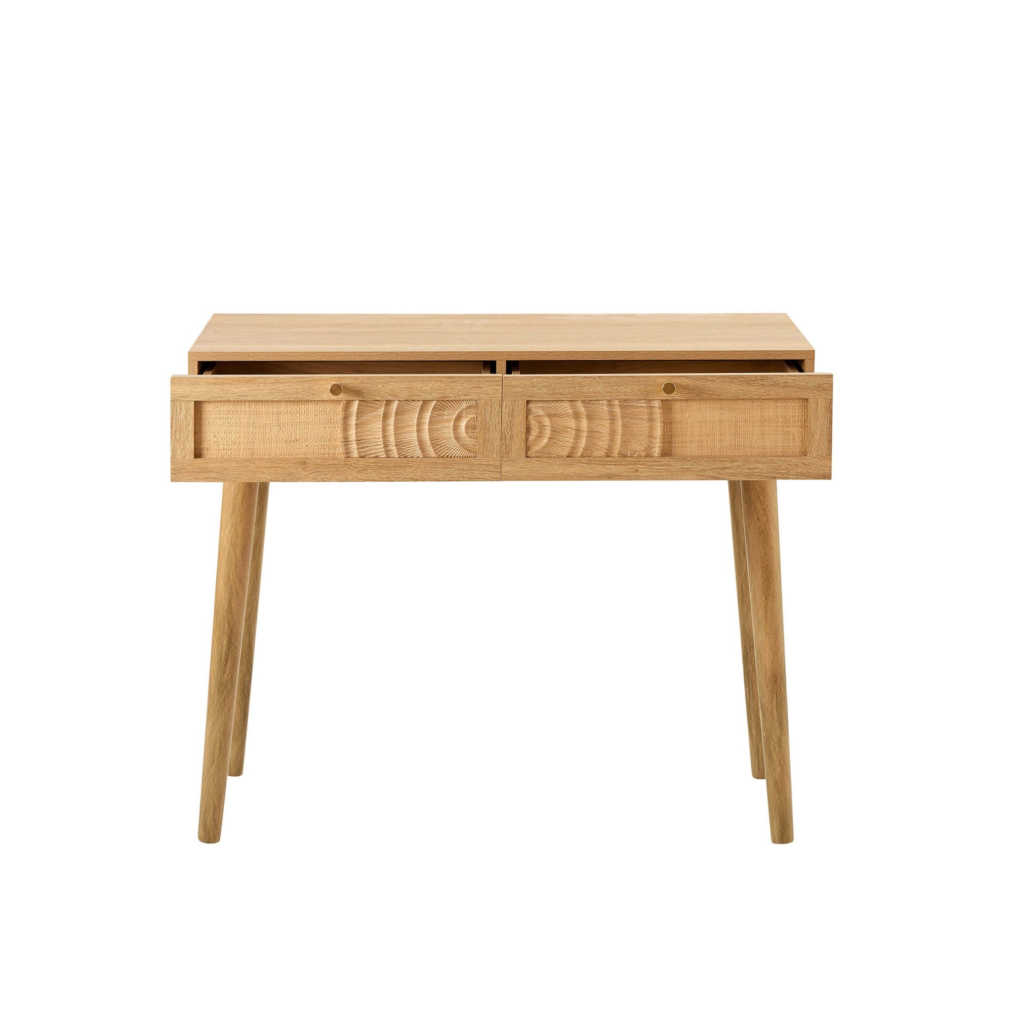 Raven Rattan Dressing Table with Drawers - Light Wood