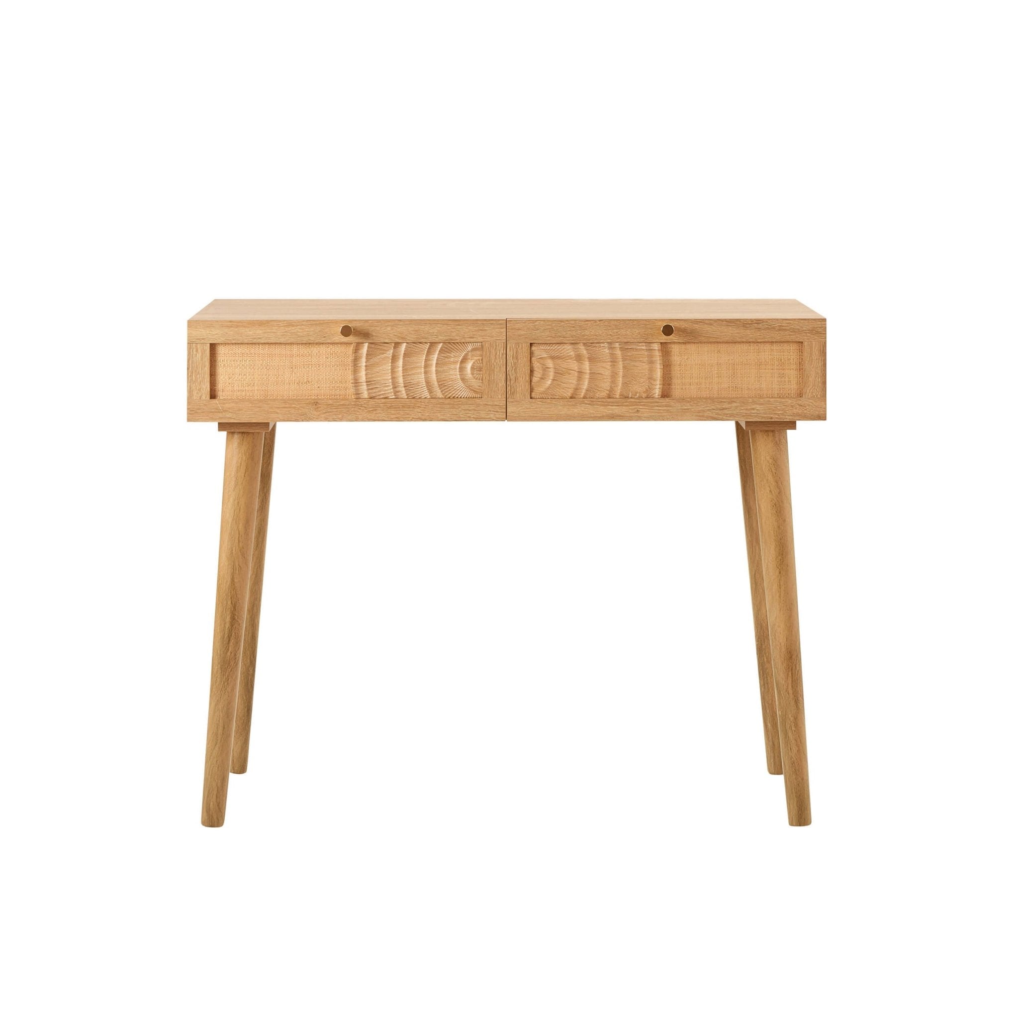 Raven Rattan Dressing Table with Drawers - Light Wood