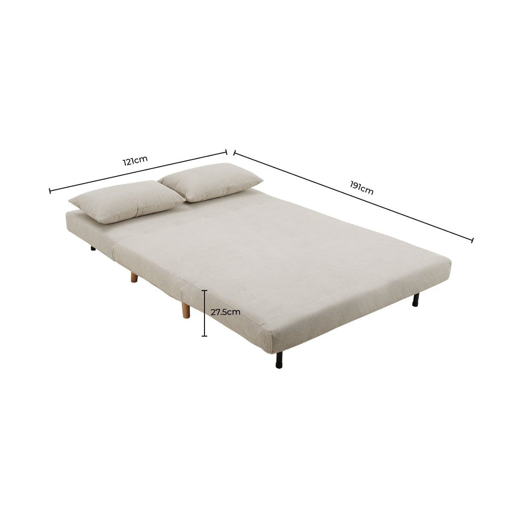 Seattle Double Click Clack Sofa Bed - Corduroy - Pebble
