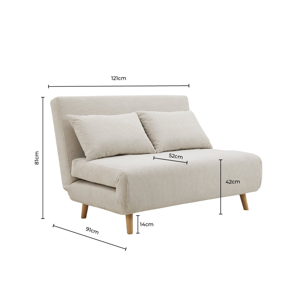 Seattle Double Click Clack Sofa Bed - Corduroy - Pebble
