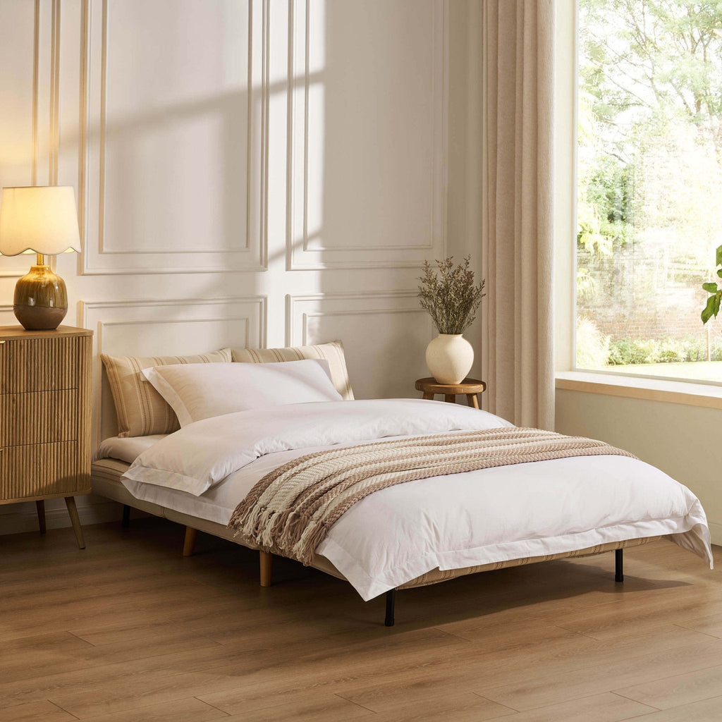 Seattle Double Click Clack Sofa Bed - Natural Stitched Stripe