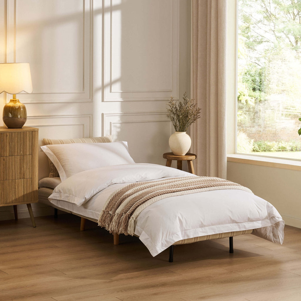 Seattle Single Click Clack Sofa Bed - Natural Stitched Stripe
