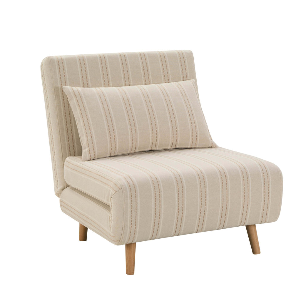 Seattle Single Click Clack Sofa Bed - Natural Stitched Stripe