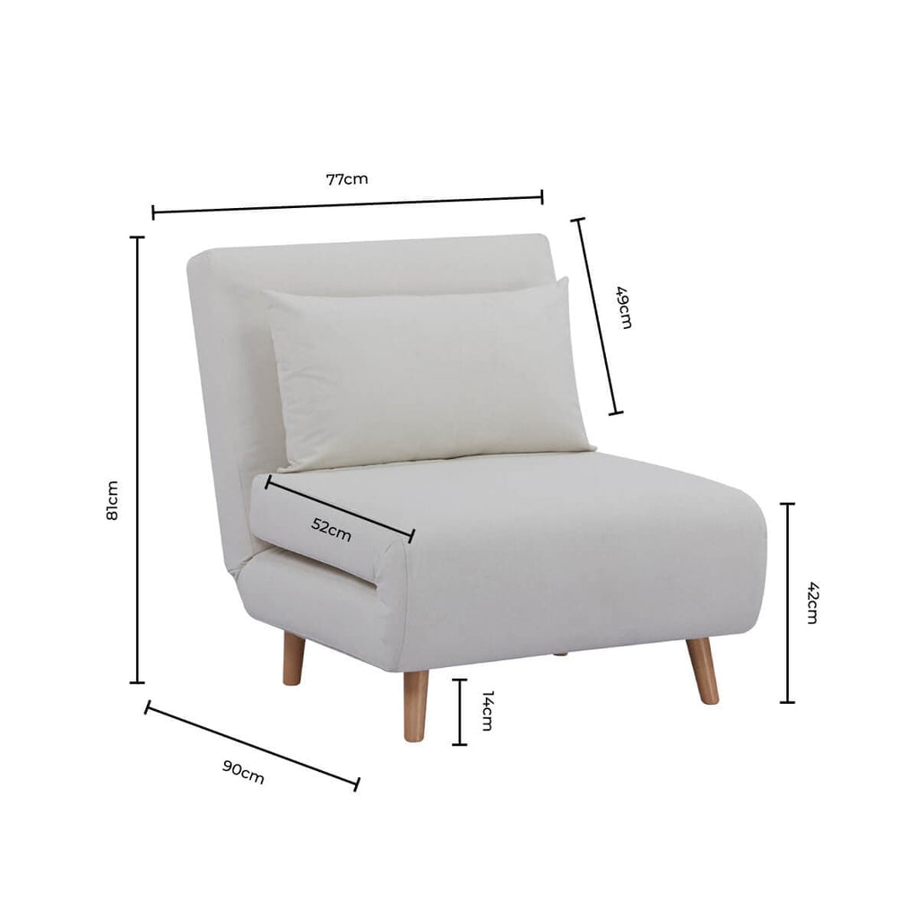 Seattle Single Click Clack Sofa Bed - Warm Natural