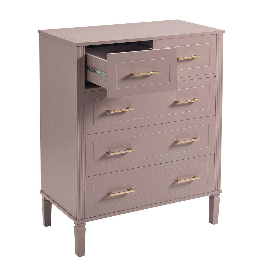 Sienna 5 Drawer Chest - Dusty Mauve