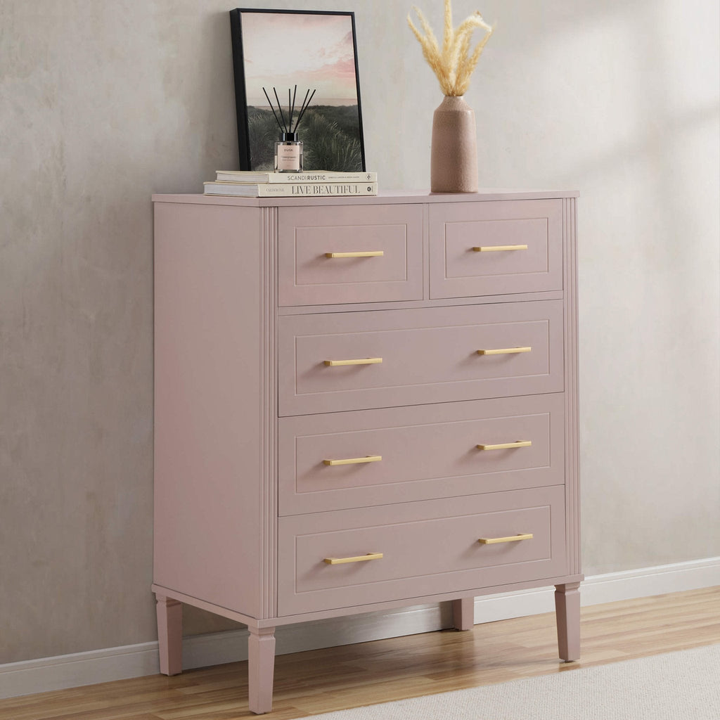 Sienna 5 Drawer Chest - Dusty Mauve