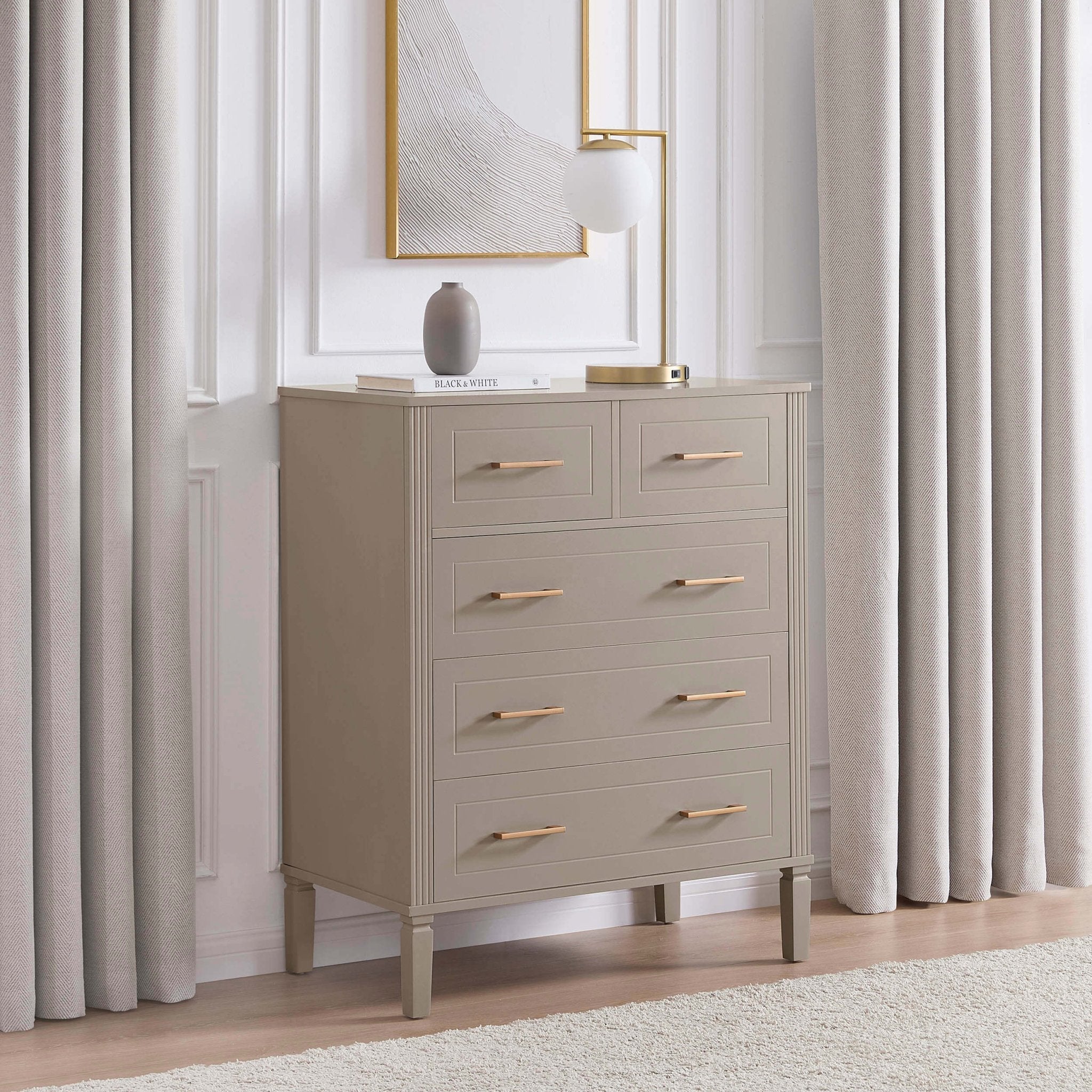Sienna 5 Drawer Chest - Taupe
