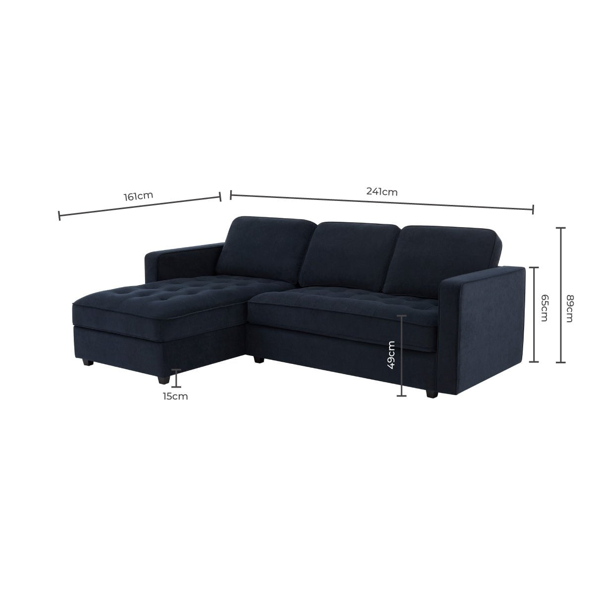 Sloane Left Hand Storage Chaise Sofa - Midnight