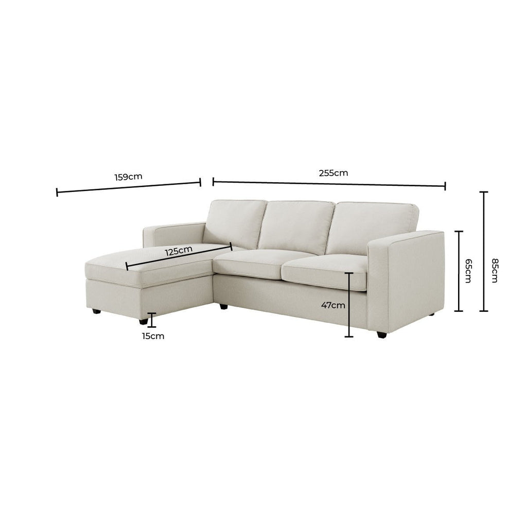Soho Left Hand Storage Chaise Sofa - Mid Grey