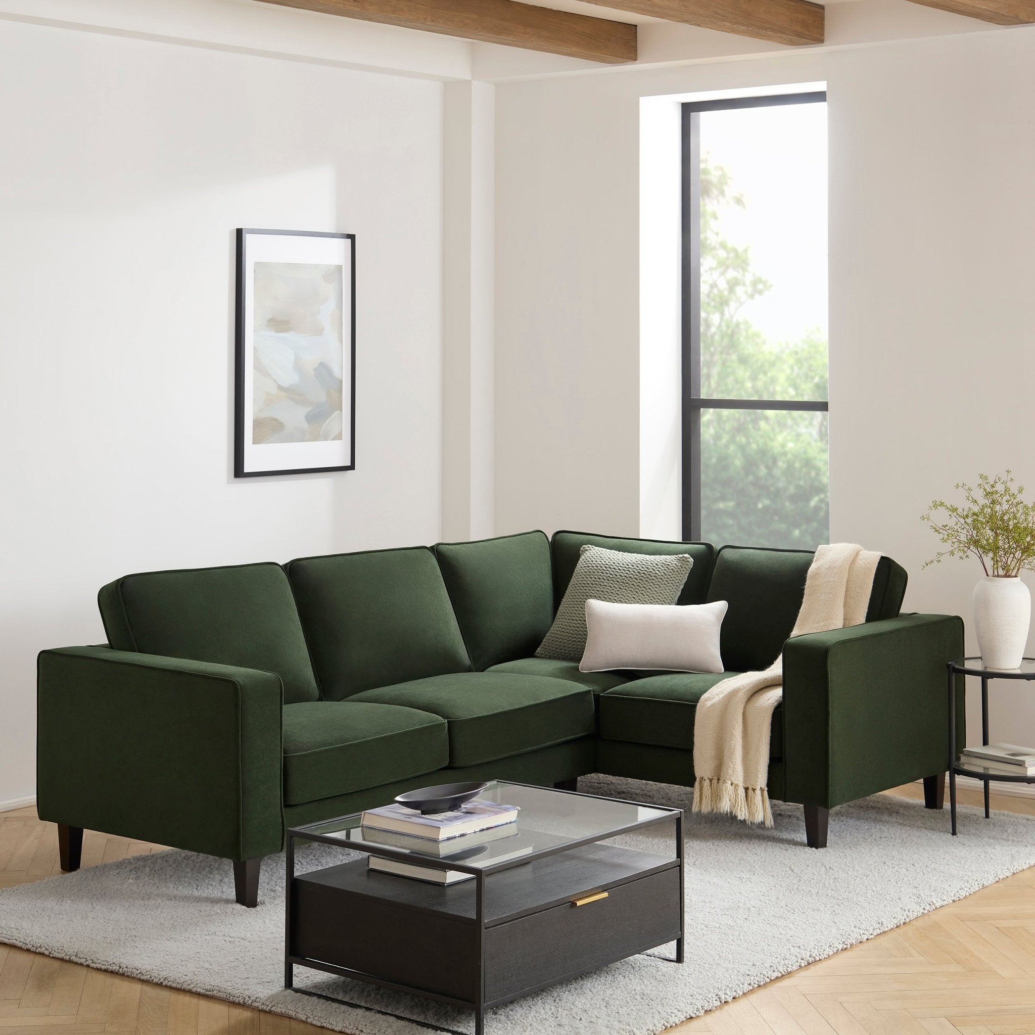 Soho Right Hand Corner Sofa - Dark Olive