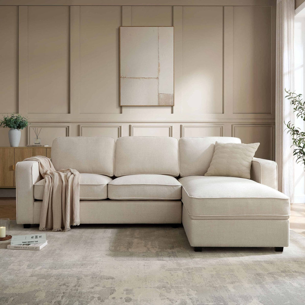 Soho Right Hand Storage Chaise Sofa - Beige