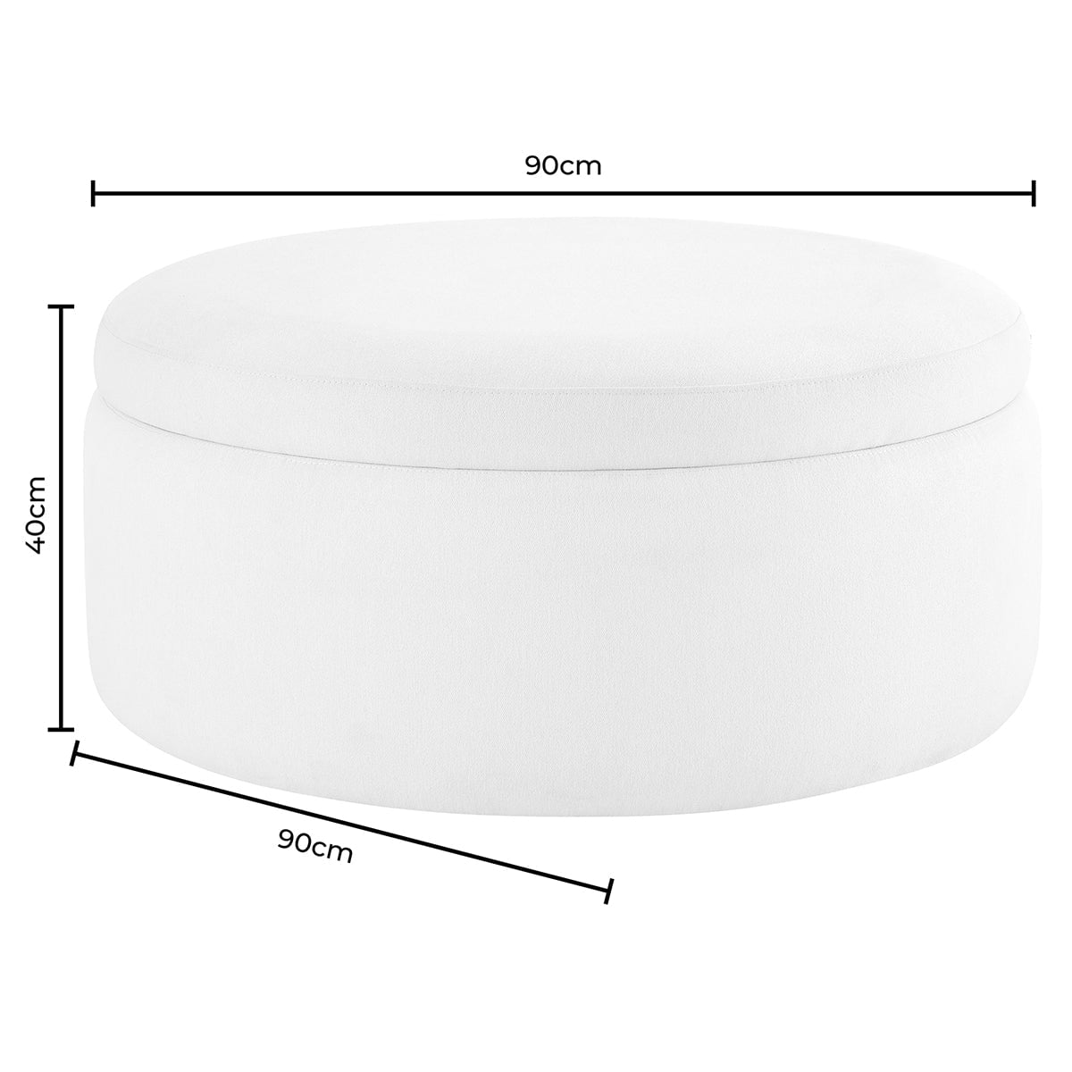 Stockton Round Storage Pouffe - Cream Linen