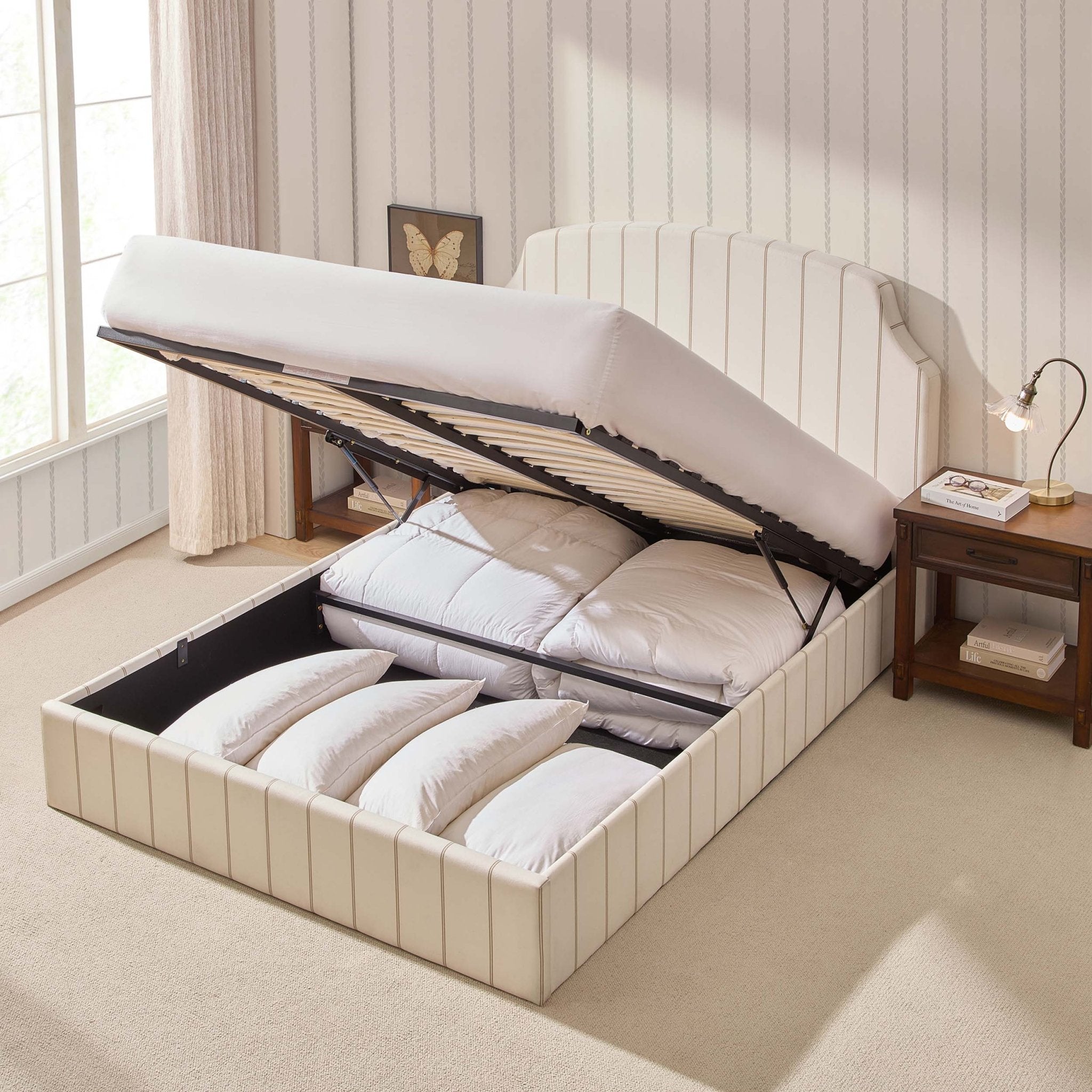 Surrey Ottoman Storage Bed - Thin Stripe