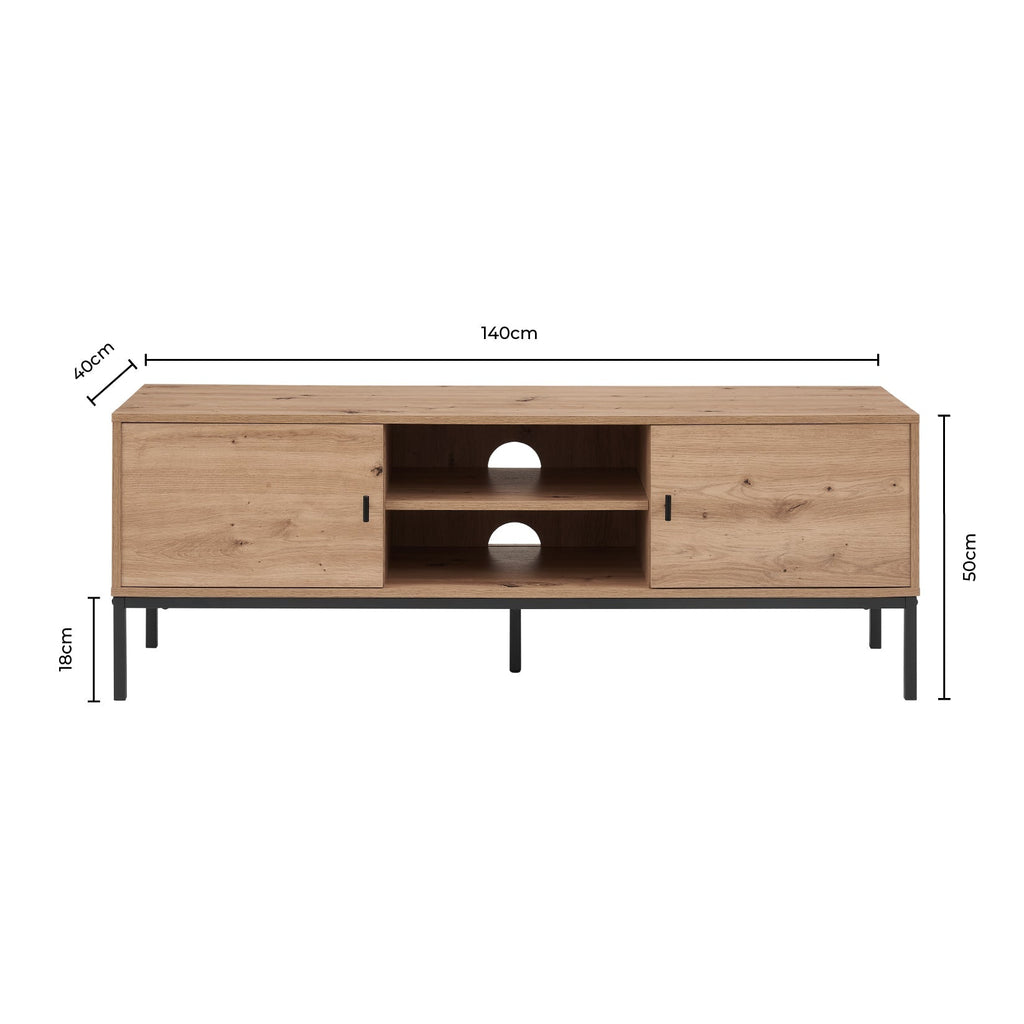 Willow 140cm TV Unit for TVs up to 60" - Light Wood