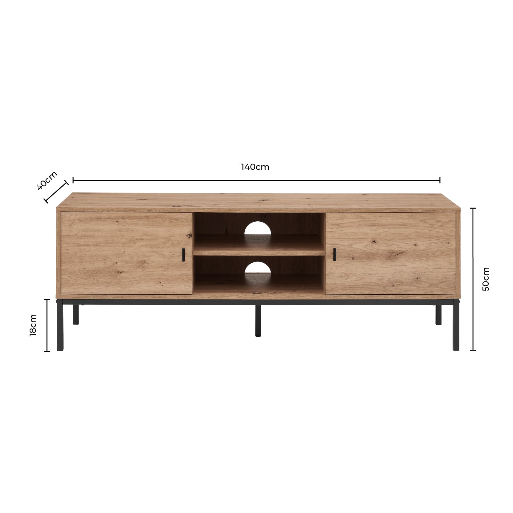 Willow 140cm TV Unit for TVs up to 60" - Light Wood