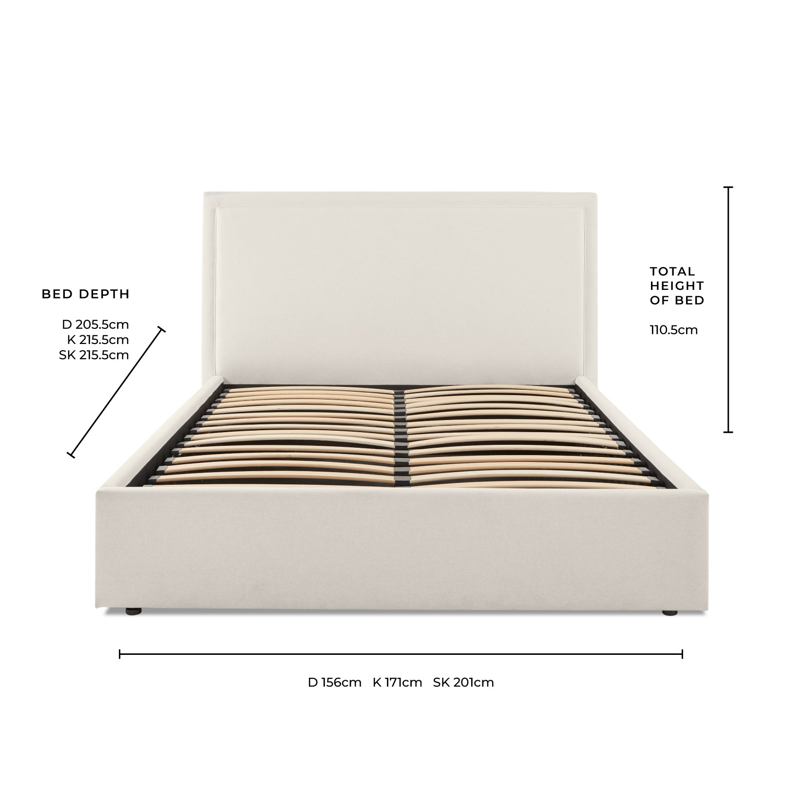 Windsor Ottoman Storage Bed - Natural/Black